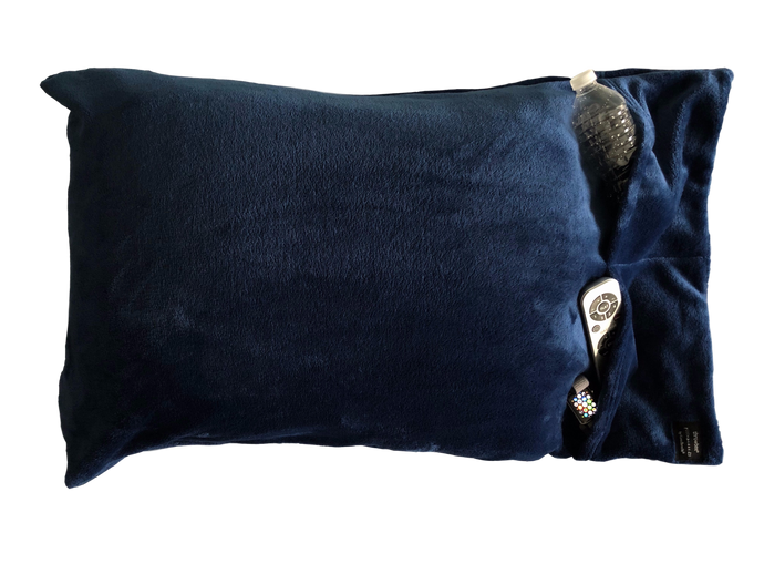 NEW throwbee PILLOWCASE 2.0 WITH SIDE POCKETS, yes SIDE POCKETS! - BLUE