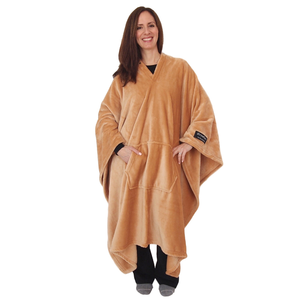THROWBEE Blanket-Poncho - BEIGE