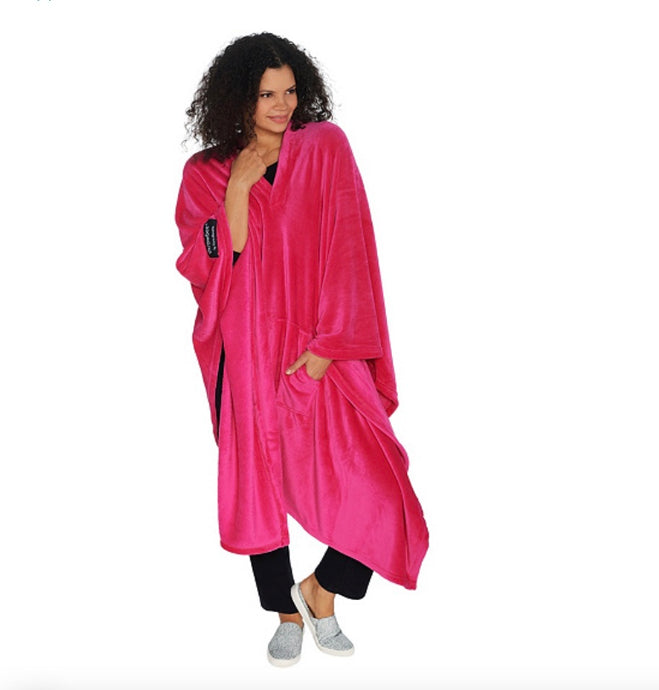 THROWBEE Blanket-Poncho - HOT PINK