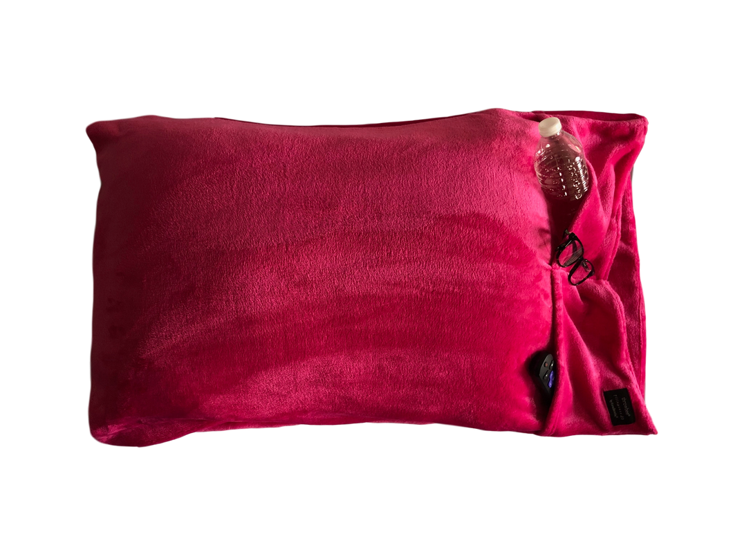 NEW throwbee PILLOWCASE 2.0 WITH SIDE POCKETS, yes SIDE POCKETS! - PINK