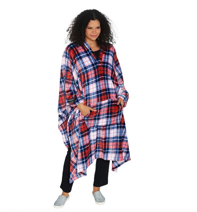 THROWBEE Blanket-Poncho - UPSTATE PLAID